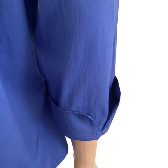 Paul Harris Design Blouse Womens Large Button Front Lightweight Blue - Picture 6 of 8